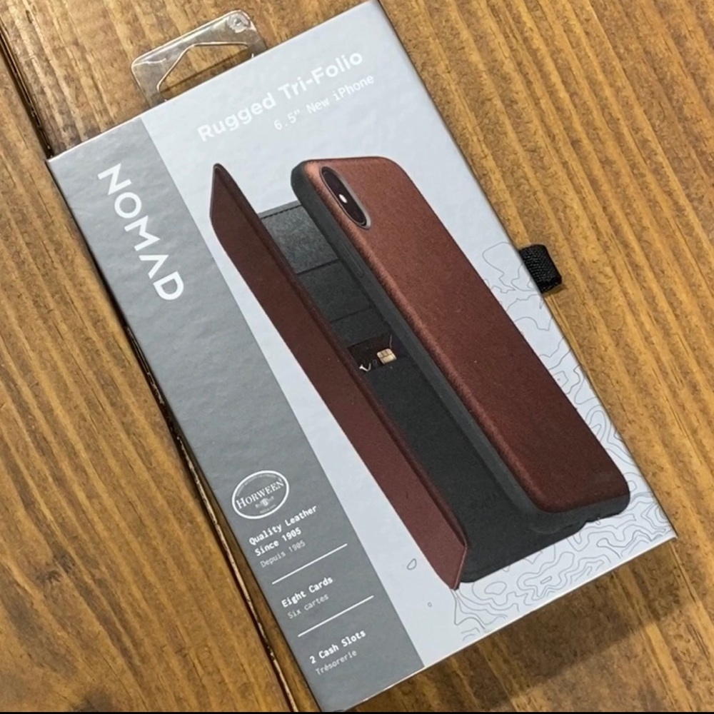 Nomad Leather Tri-Folio Wallet iPhone XS Max Case